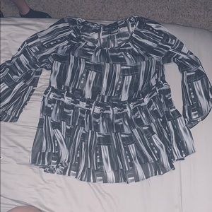 White Gray & Black Blouse